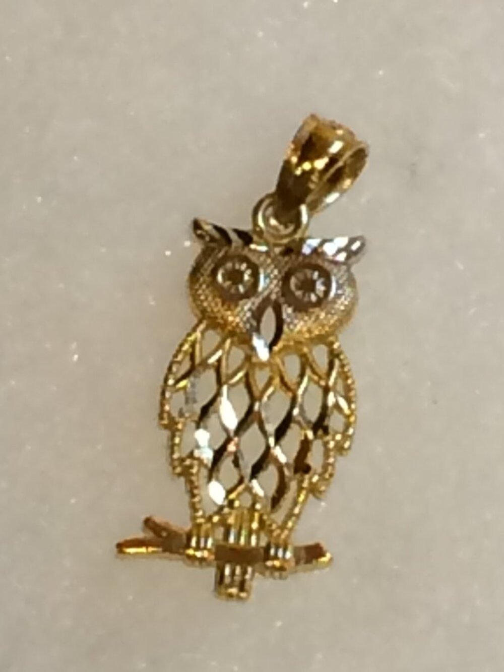 14K Solid Gold Owl Pendant - Picture 3 of 6